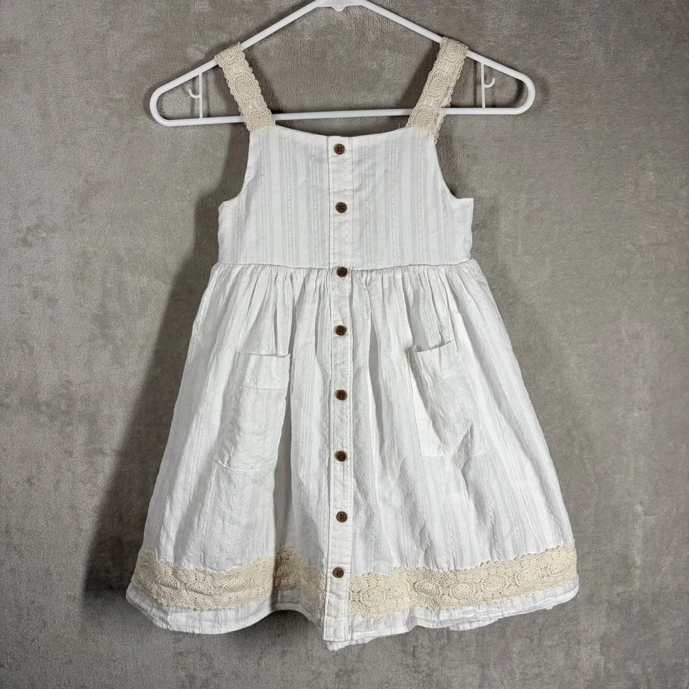 Haute Hippie White Button Front Dress Size 7 Crochet Lace Boho Beachy Coastal